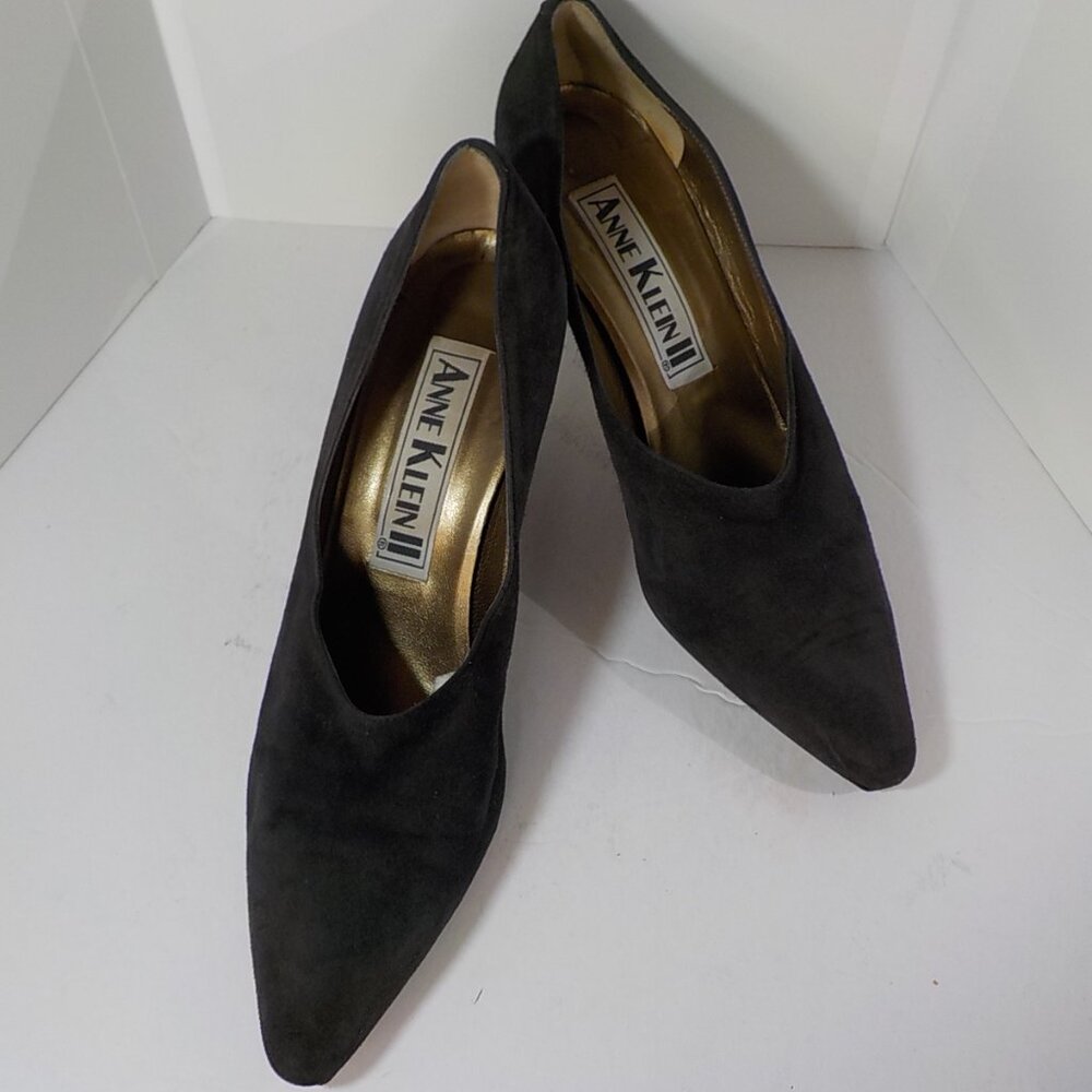 ANNE KLEIN II, Navy Suede Leather Pumps